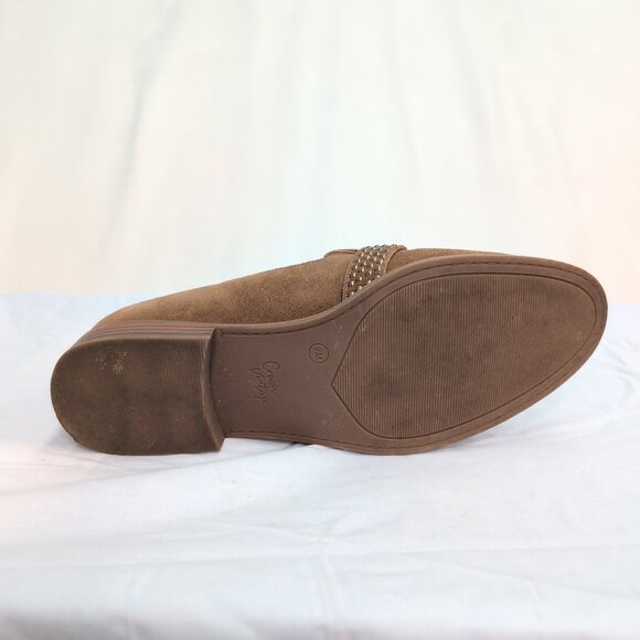 Crown Vintage Tan Suede Studded Loafers, Size 9 - Picture 9 of 10
